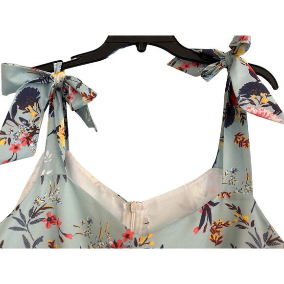 Floral Tropical Boho  Dress Spring Summer Tie Sleeve Size Large - Picture 3 of 8